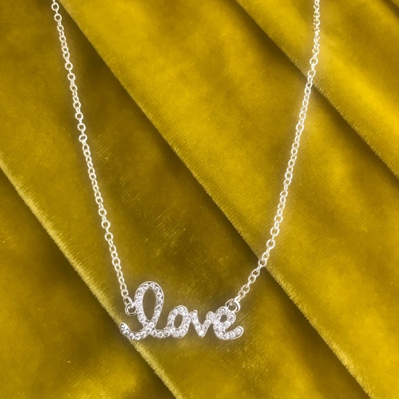Swarovski Crystal 18k Silver Love Necklace - Picture 4 of 5